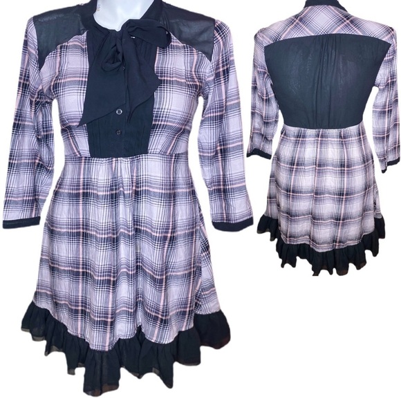 Victoria’s Secret Plaid Dress Sheer Back & Shoulders Size 14 - Picture 1 of 9
